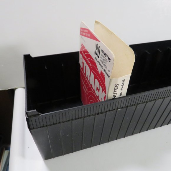 Vintage Eight Track Tape Case Amber Transparent Cover Black Solid Base - Picture 1 of 11